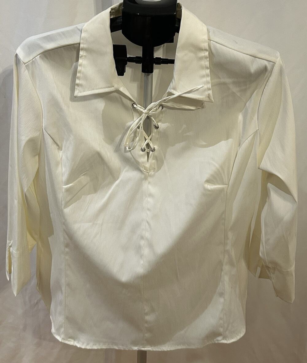At Last White Lace Up Blouse size XL